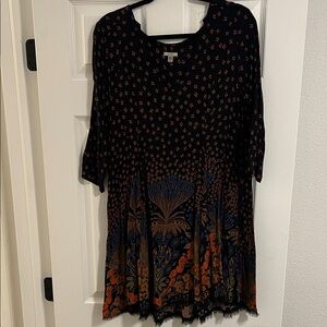 Ecote Black and Orange Patterned Dress